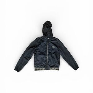 Versace Dark Raincoat with Gold Detailing